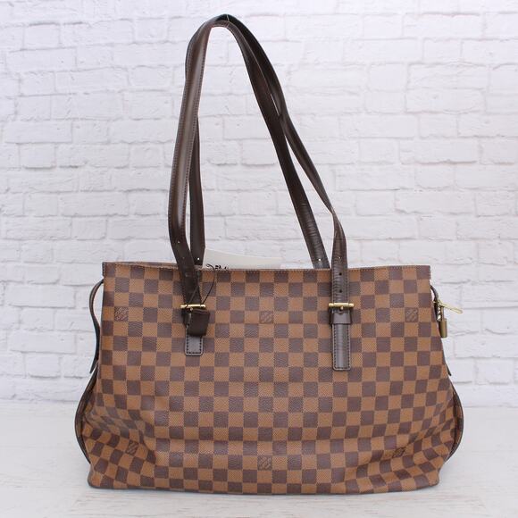 Louis Vuitton Chelsea Damier Ebene Shoulder Tote Purse Brown Large A5056 - Picture 5 of 10